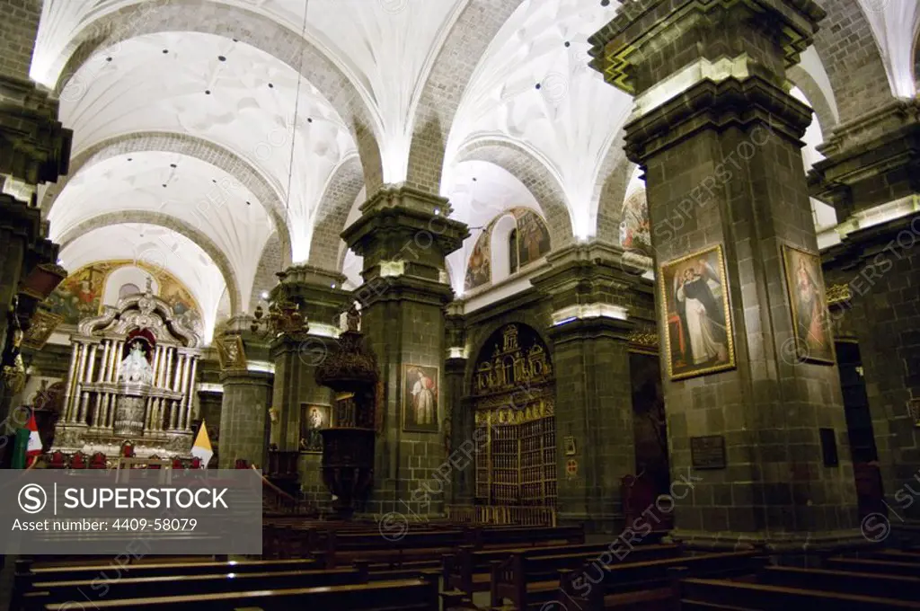 Peru. Cusco city. Interior of The Cathedral..
