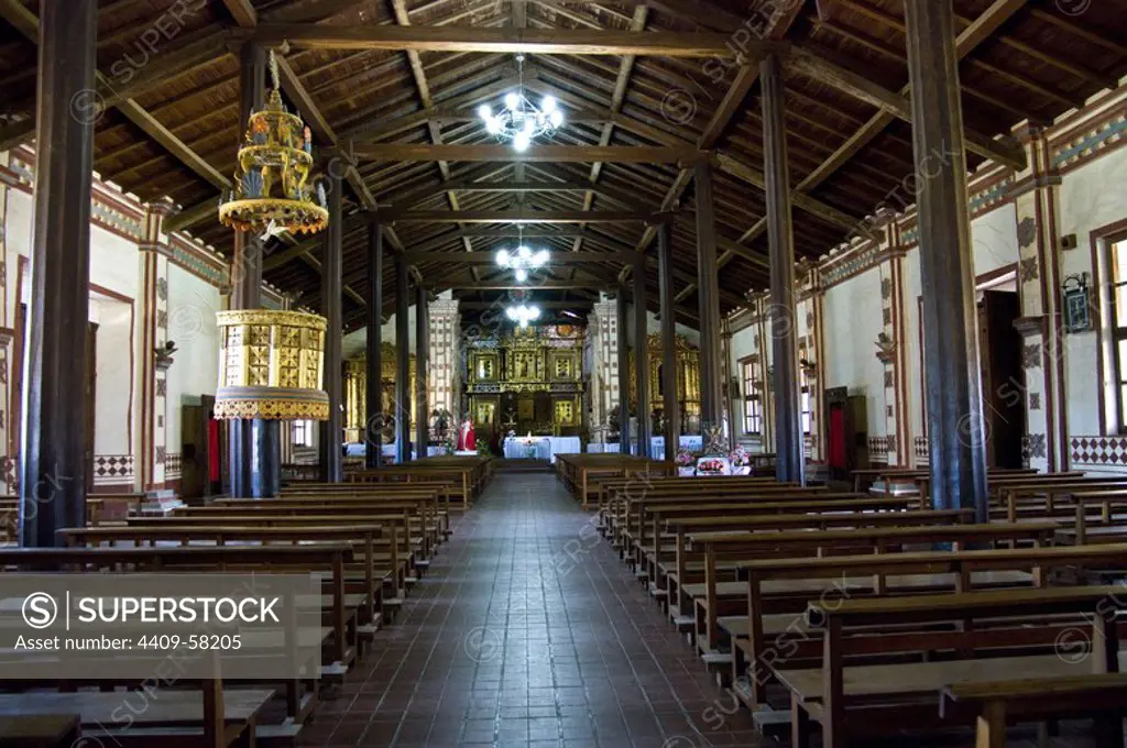 Bolivia. Santa Cruz department. Colonial Church of San José de Chiquitos (Chiquitania). Old Jesuit Mission(1698). UNESCO World Heritage Site. Interior.