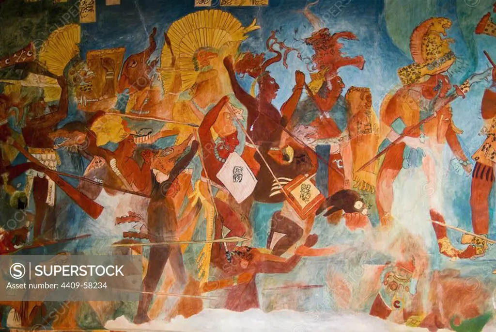 Mexico.Mexico city.National Museum of Antropology.Maya culture.Painting of Bonampak.