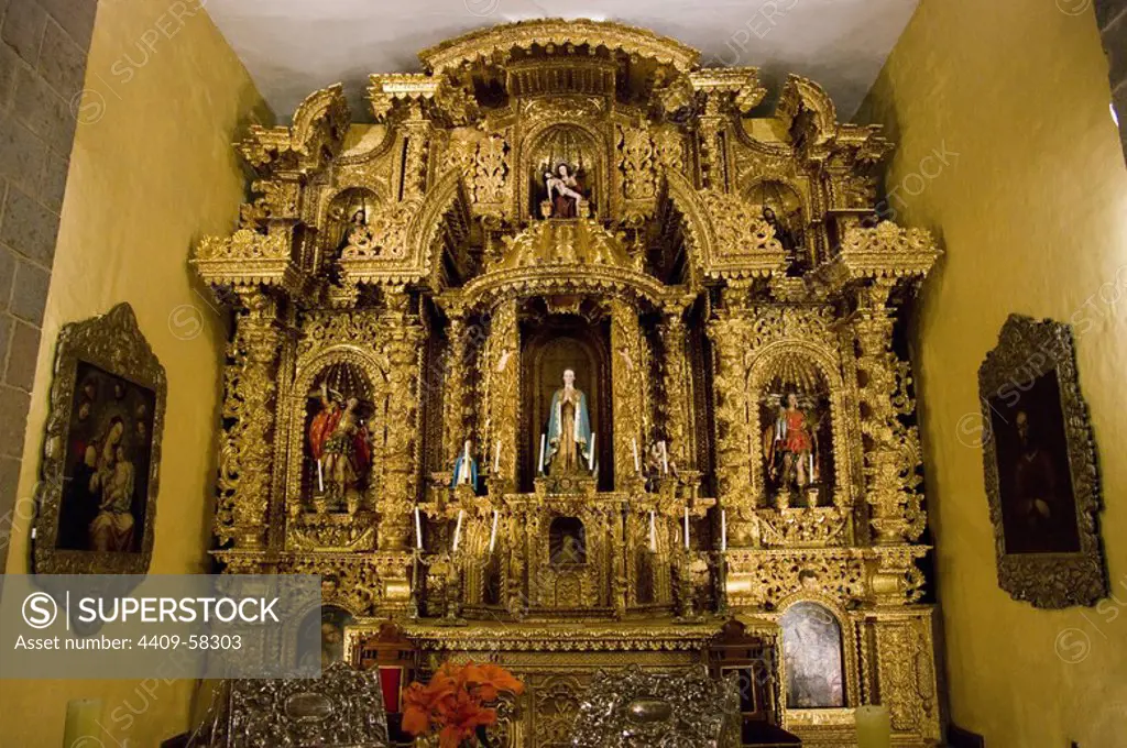 Peru. Cusco city. The Archbishop Palace. Altar..