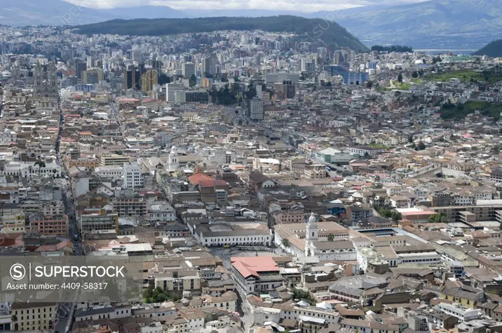 Ecuador. Quito. Historic center and modern city..