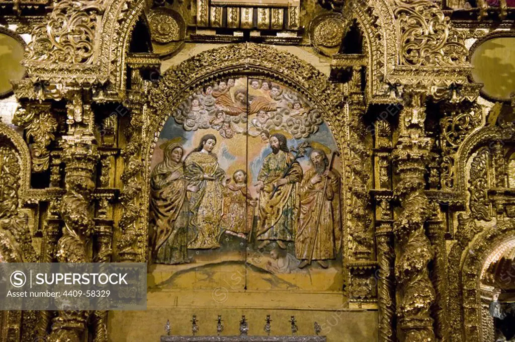 Peru. Cusco city. Altarpiece in The Cathedral..