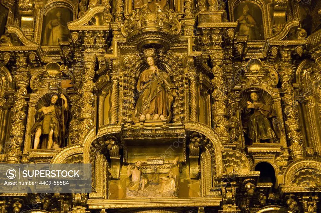 Peru. Cusco city. Church of San Blas. Altar.