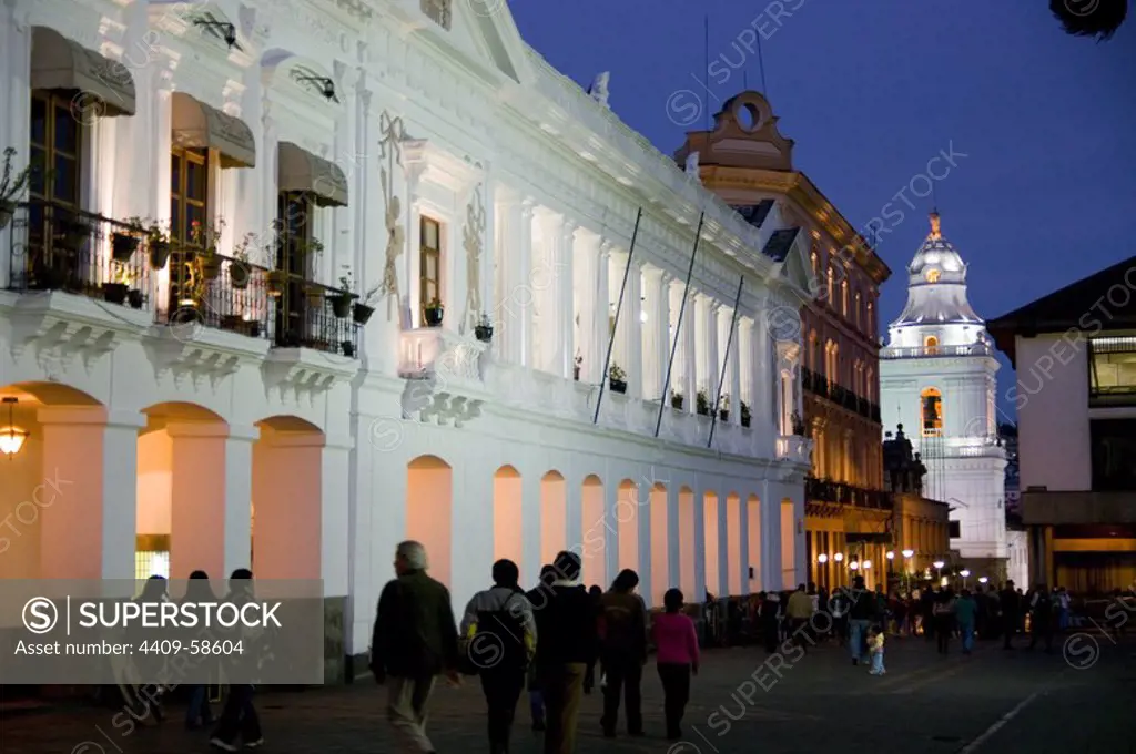 Ecuador.Quito.Historical center.Colonial architecture. Plaza Grande.