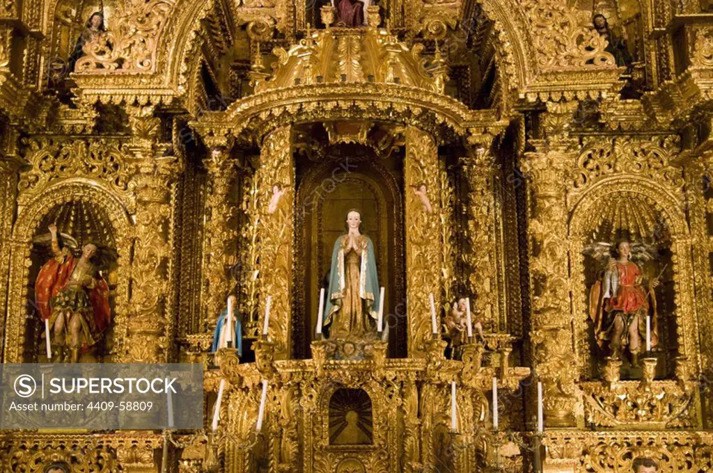 Peru. Cusco city. The Archbishop Palace. Altar..