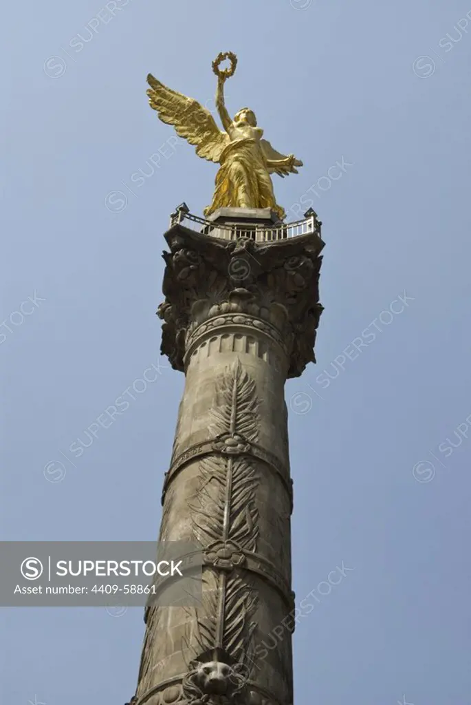 Mexico.Mexico city. Paseo de La Reforma. The Angel of Independence (1910).