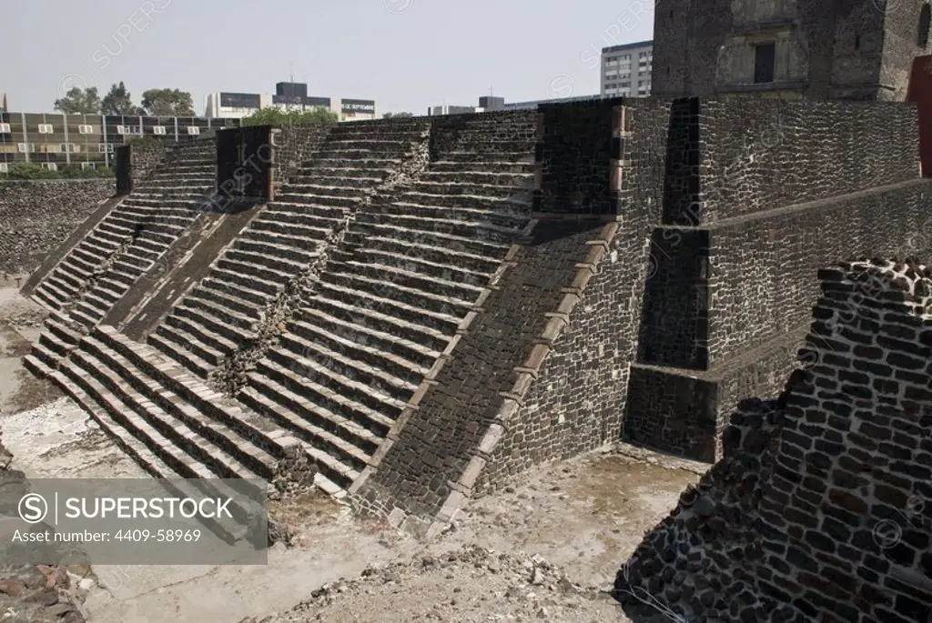 The Aztecs Ruins of Templo Mayor in Archaeological Site of Tlatelolco.Mexico City.