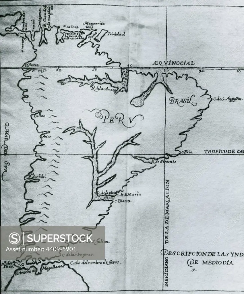 Map of the Strait of Magellan. National Library. Madrid. Author: HERRERA Y TORDESILLAS ANTONIO. Location: BIBLIOTECA NACIONAL-COLECCION. MADRID. SPAIN.