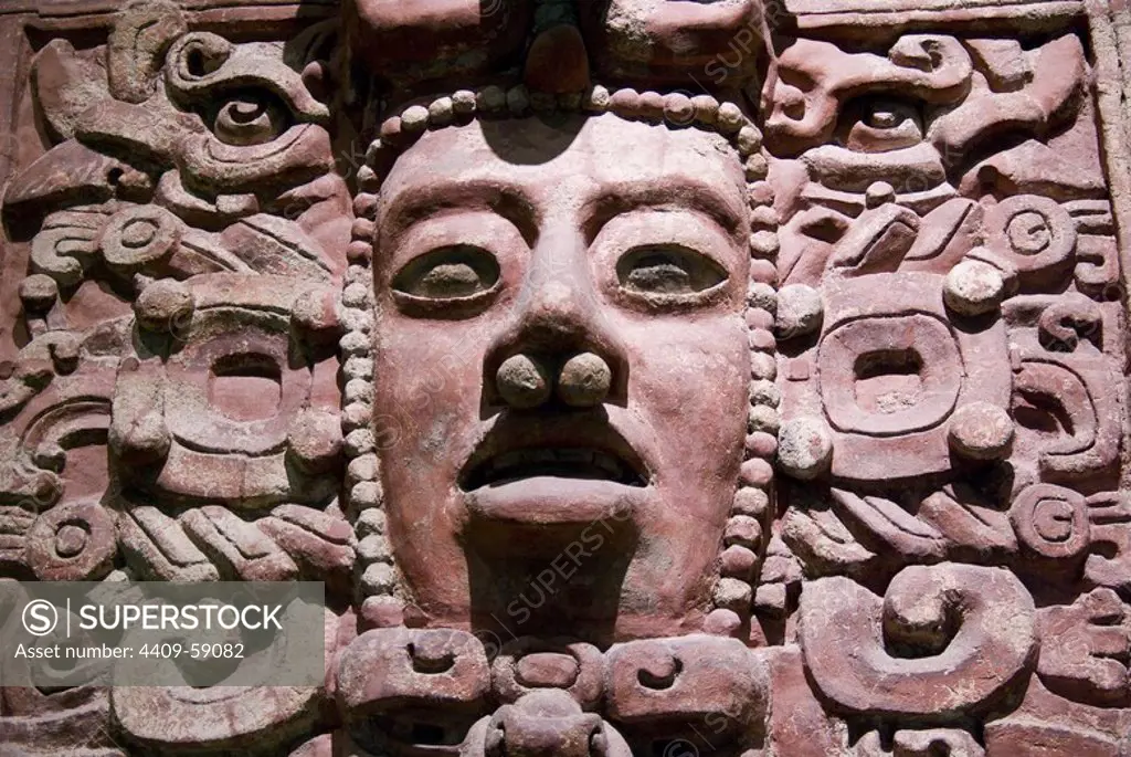 Mexico city.National Museum of Anthropology.Maya culture.Stucco frieze from Placeres in Campeche.250-600 AD.