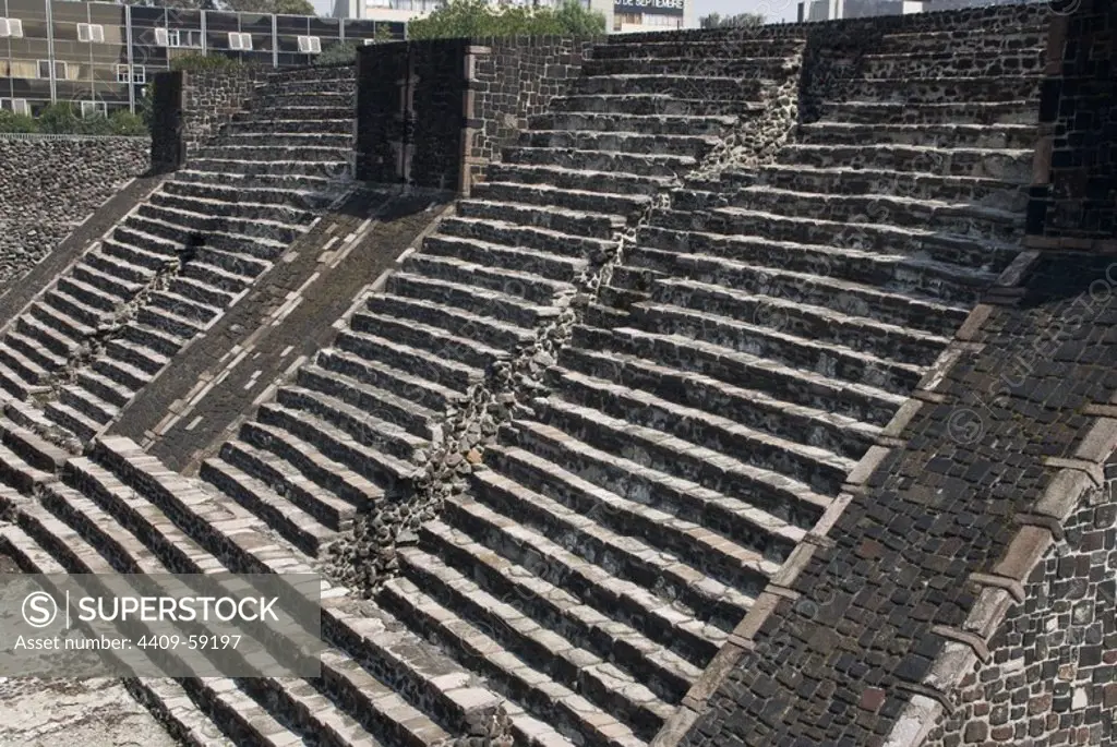 The Aztecs Ruins of Templo Mayor in Archaeological Site of Tlatelolco.Mexico City.