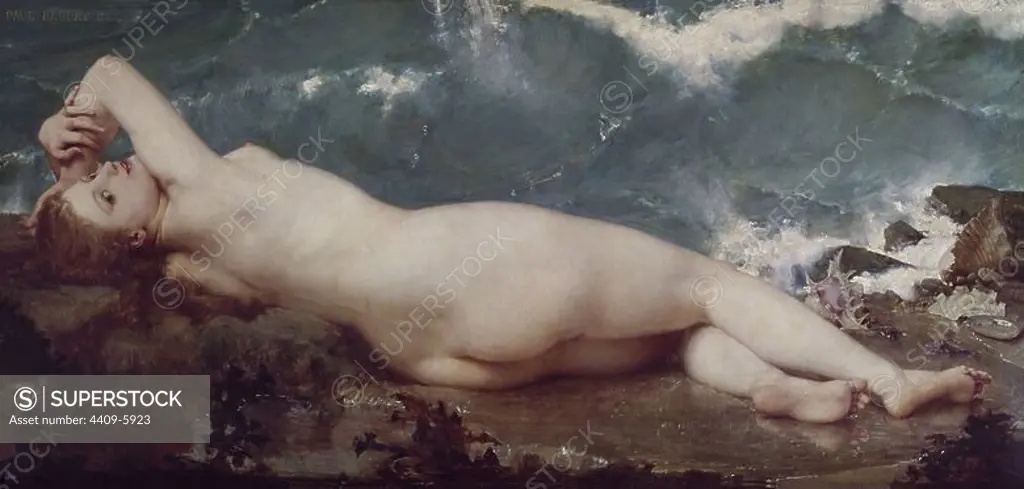 'The Pearl and the Wave', 1862, Oil on canvas, 83,5 cm x 178 cm, P02604. Author: PAUL-JACQUES-AIMÉ BAUDRY. Location: MUSEO DEL PRADO-PINTURA. MADRID. SPAIN.