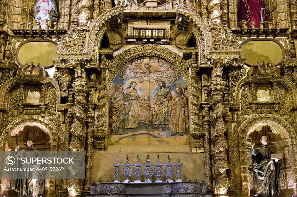 Peru. Cusco city. Altarpiece in The Cathedral..