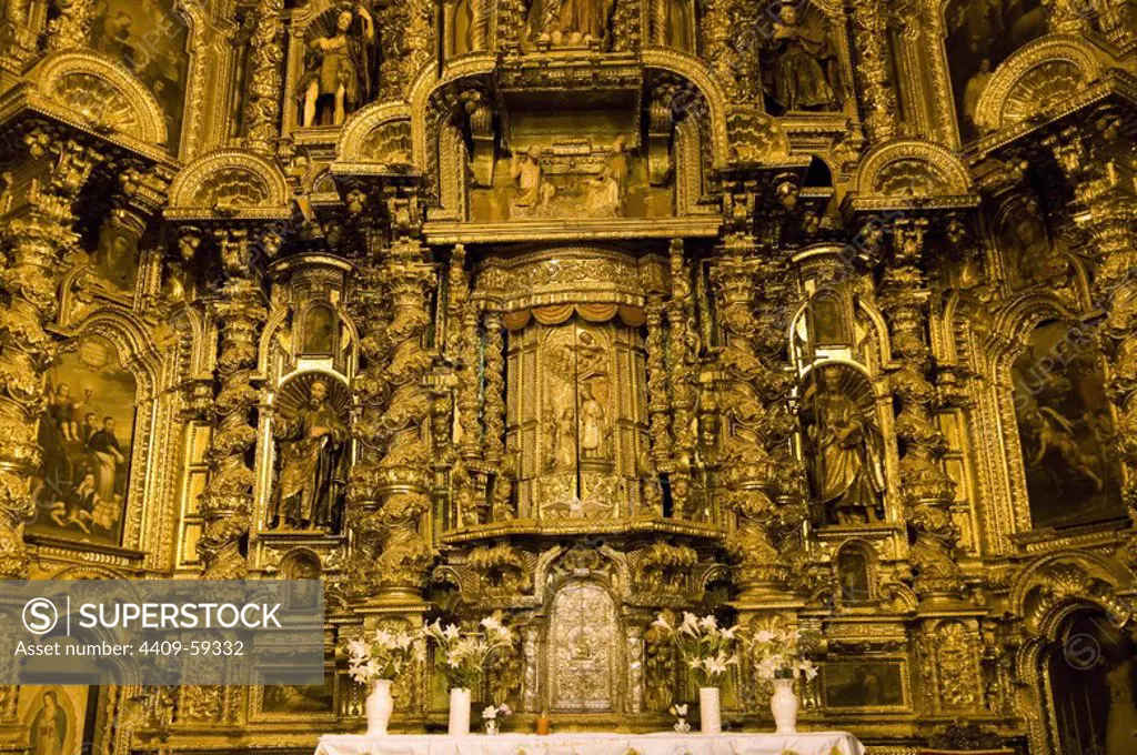 Peru. Cusco city. Church of San Blas. Altar.