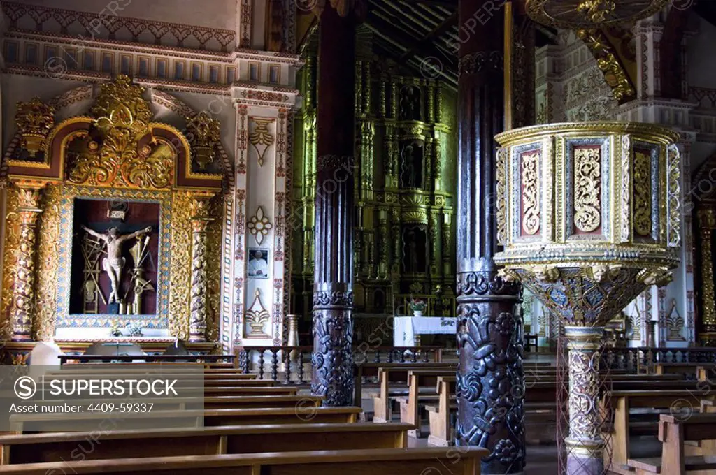 Bolivia. Santa Cruz. Colonial Church of San Ignacio de Loyola (Chiquitania). Old Jesuitic Mission(1748). UNESCO World Heritage Site..