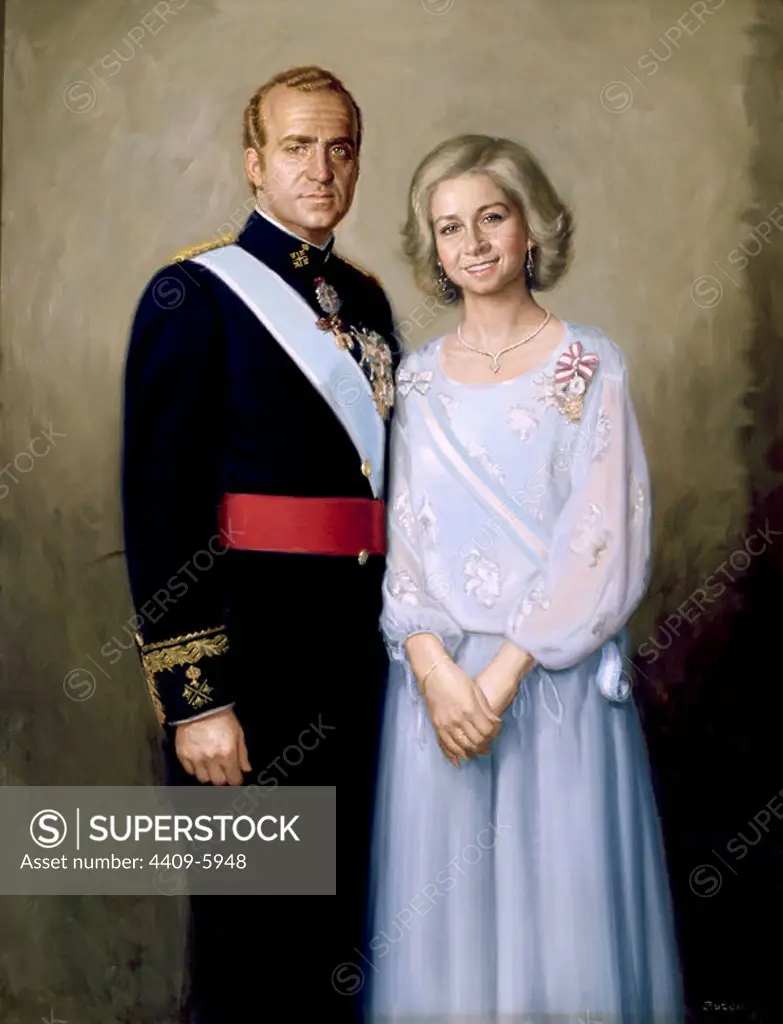 Portrait of King Juan Carlos and Queen Sofia of Greece. 1985. Caja de Madrid. Author: JOSE IGNACIO BURGUETE ALBALAT. Location: CAJA DE MADRID. MADRID. SPAIN.