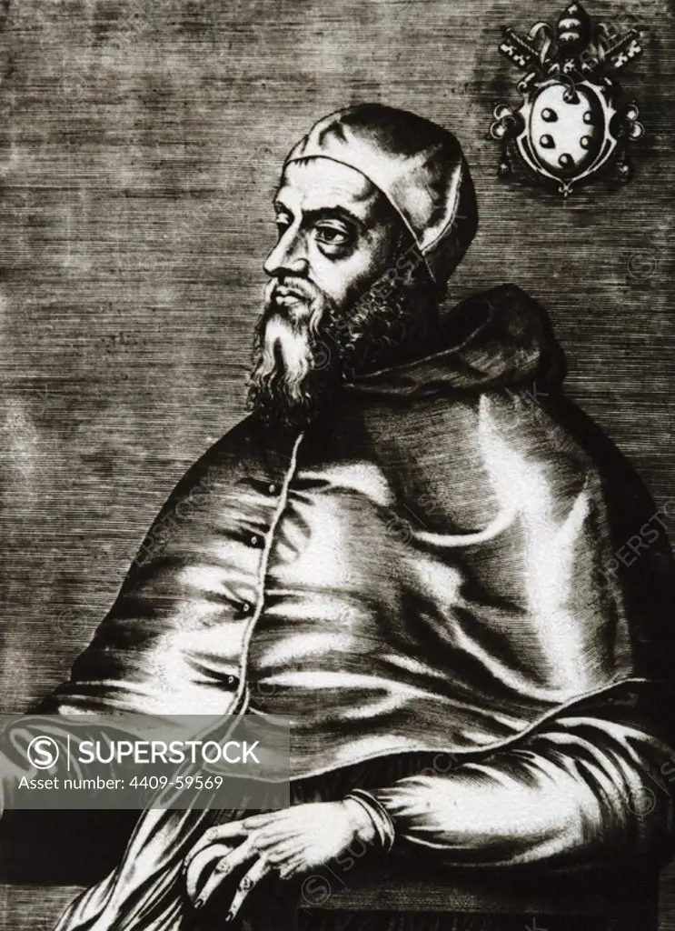 Pope Clement VII (1478-1534). Born Giulio di Giuliano de'Medici. Pope from 1523-1534. Portrait. Engraving.