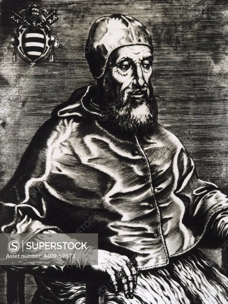 Pope Paul IV (1476-1559). Pope from 1555-1559. Born Gian Pietro Carafa. Portrait. Engraving.