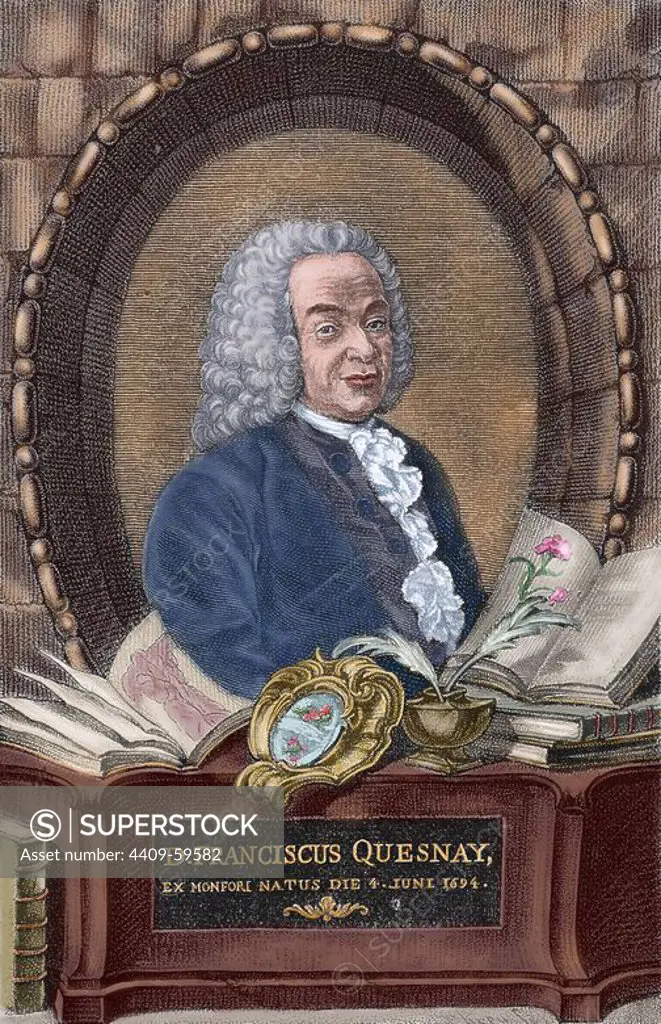 Francois Quesnay (1694-1774). French economist. Colored engraving.