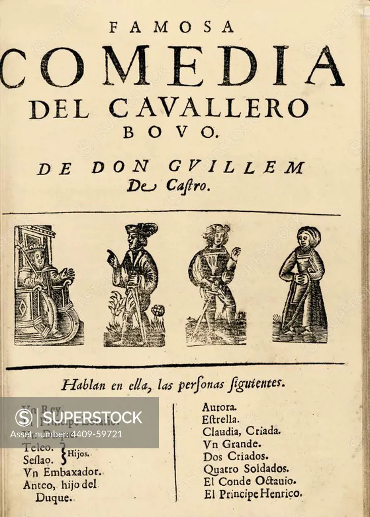 CASTRO, Guillén de (Valencia, 1569-Madrid, 1631). Comediógrafo español. "COMEDIA DEL CABALLERO BOBO". Comedia de enredo. Portada.