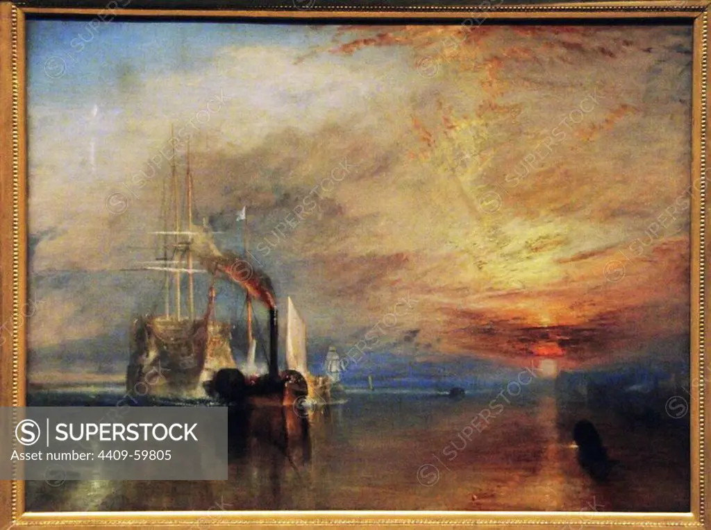 Joseph Mallord William Turner (1775-1851). British painter. The Fighting Temeraire tugged to her last berth to be broken up, 1838. Oil on canvas. Executed in 1839. National Gallery. London. England. UK..