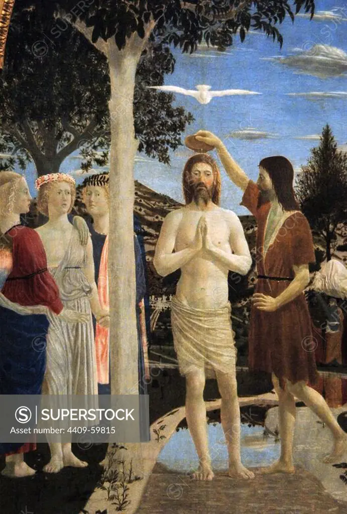 Renaissance Art. Italy. 15th century. Piero della Francesca (c.1420-1492). Italian painter. The Baptism of Christ (c. 1450). Detail. Tempera on panel. National Gallery. London. England. UK.