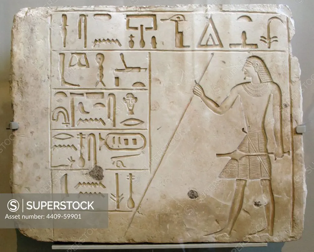 Limestone stela of Seneferseshempepy. 2150 BC. From Dendara. 6th Dynaty. British Museum. London. England. United Kingdom.