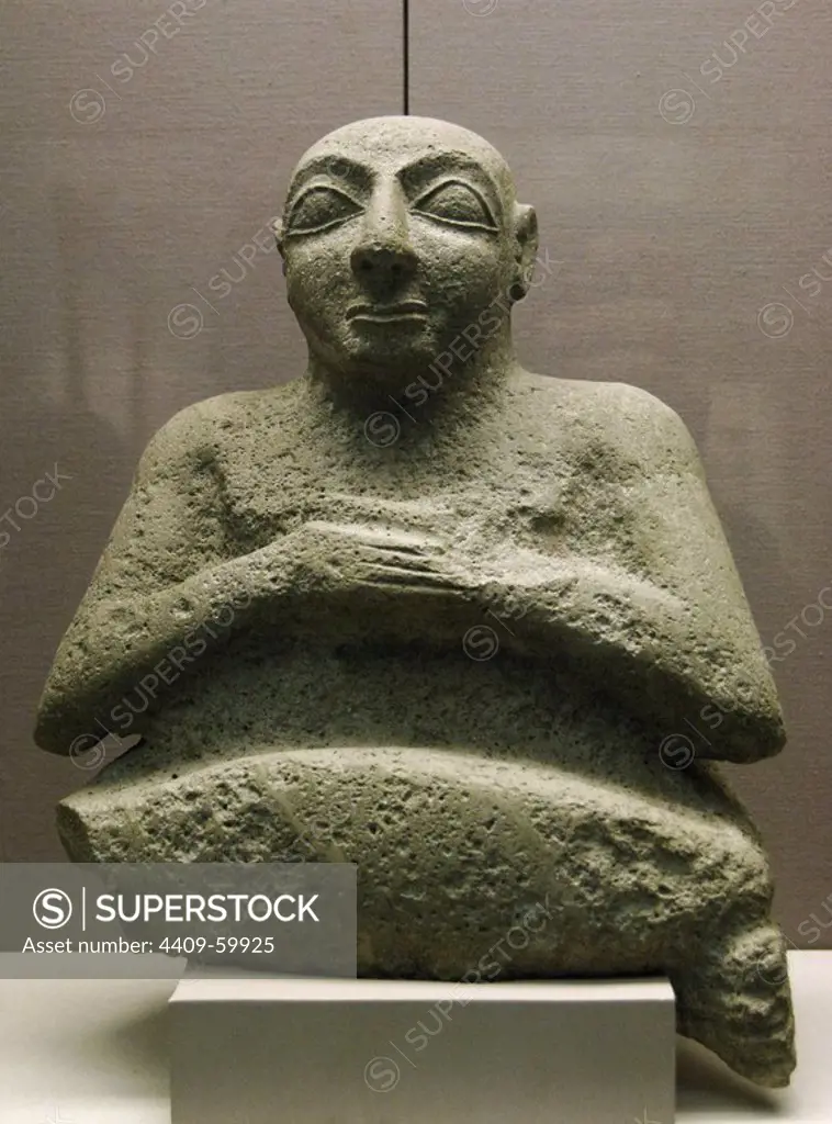 Mesopotamia. Early Dynastic Period. Statue of Kurlil. Found next to the Temple of Ninhursag in Tell al-Ubaid. Southern Iraq. 2500 BC. British Museum. London. England. United Kingdom.