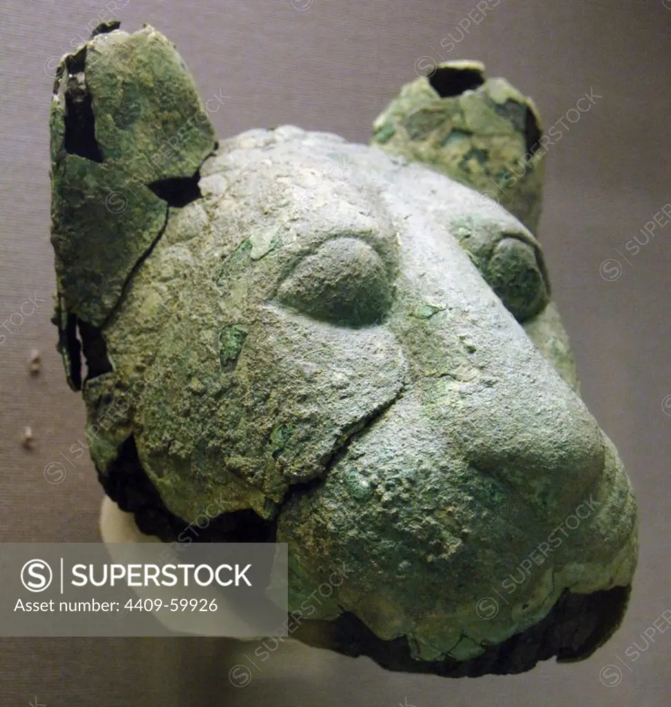 Mesopotamia. Lion's head. Temple of Ninhursag, Tell al-Ubaid. Iraq. 2600-2400BC. A guardian figure for the temple. British Museum. London. England. United Kingdom.
