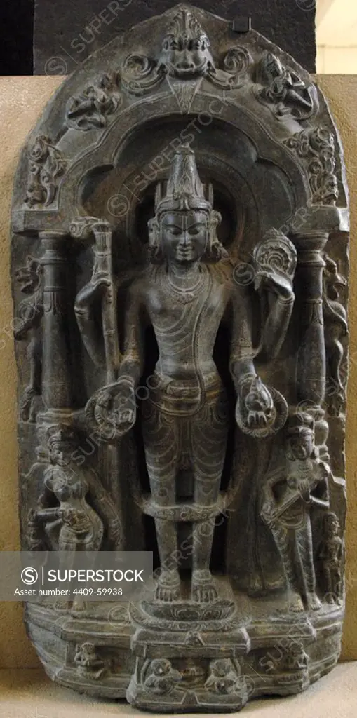 Vishnu. Sculpture. 11th century. Benniputti Thana, Bihar, India. British Museum. London. England. United Kingdom..
