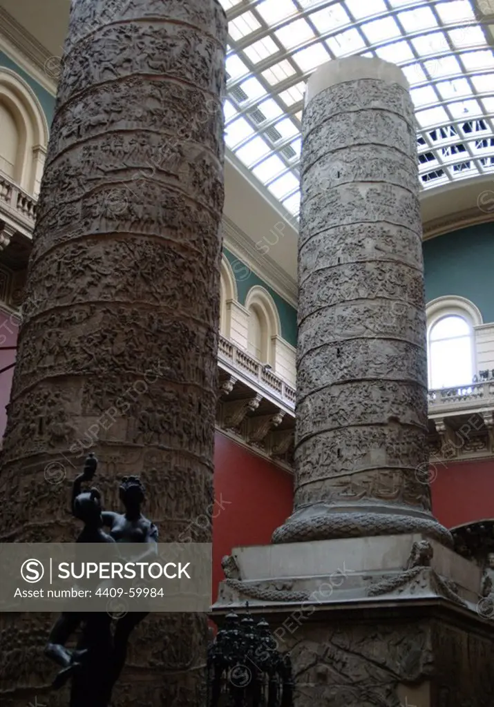 Plaster cast of Trajan's column. Replica of 1864. Victoria and Albert Museum. London. England. United Kingdom.