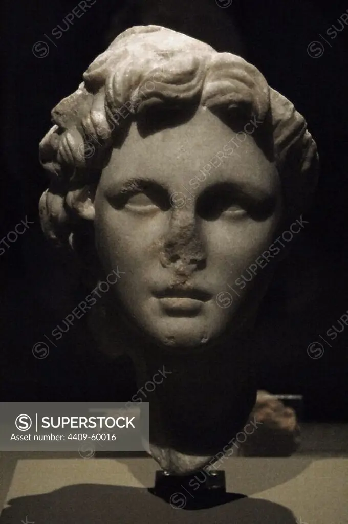 Alexander the Great (356-323 BC). King of Macedonia. Bust of Alexander III of Macedon called Guimet Alexander. From Egypt. Louvre Museum. Paris. France.