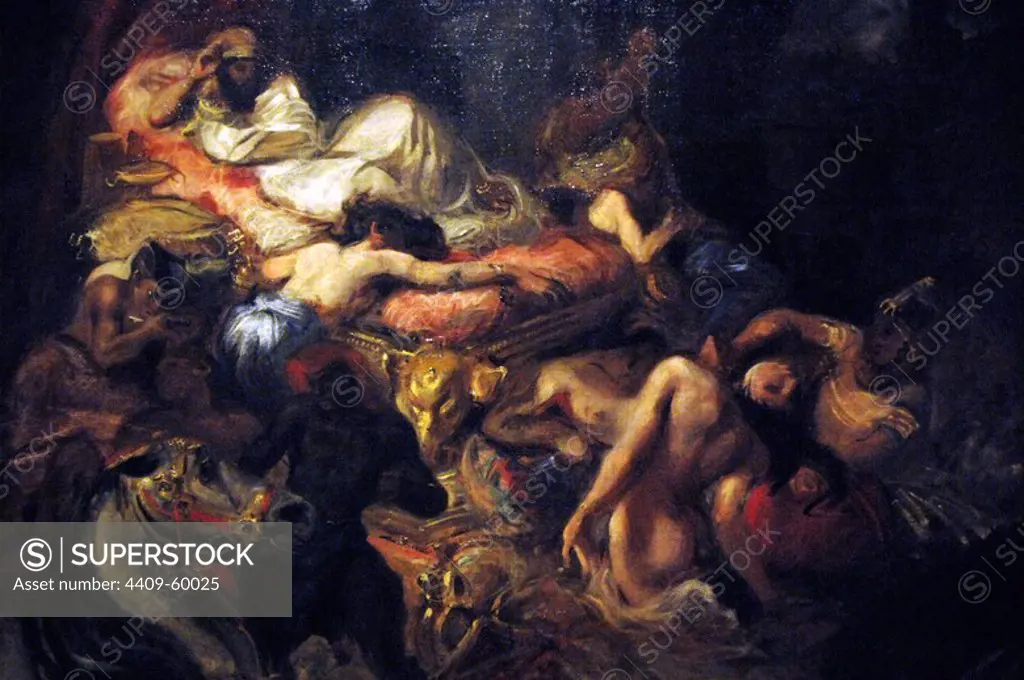 Project of the Death of Sardanapalus by Eugene Delacroix (1798-1863). 1826. Louvre Museum. Paris. France. Exposition Babylon.