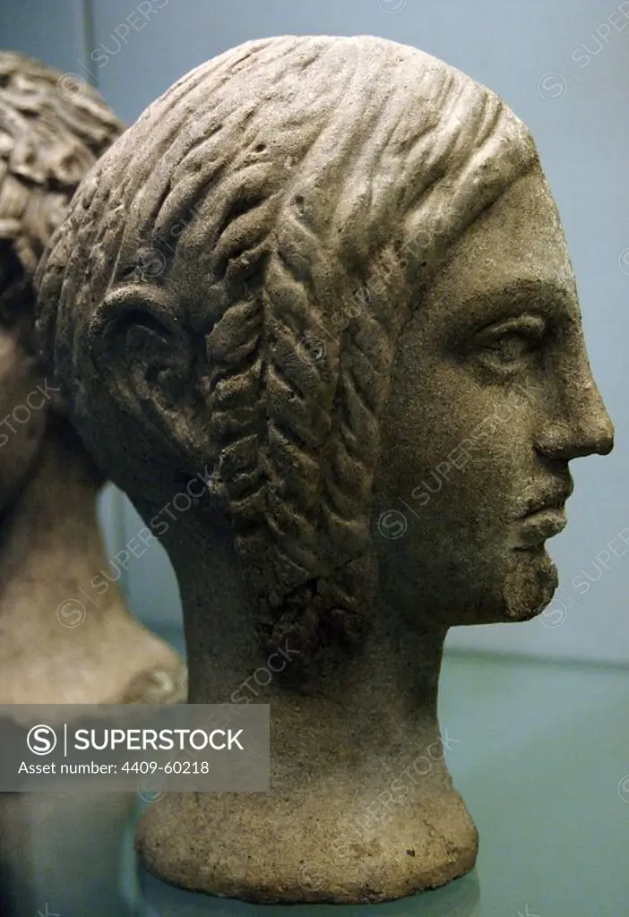 Votive bust of a woman. Terracotta. 300-200 BC. Sculpted in Cerveteri. Etruscan art. British Museum. London. England. United Kingdom.
