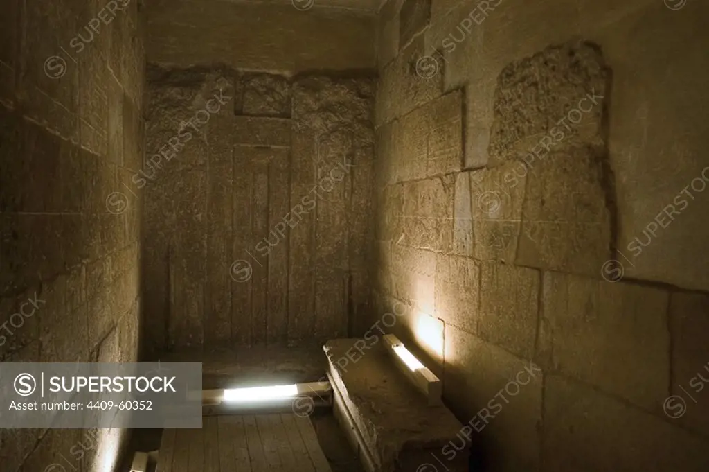 Egypt. Mastaba of Senedjemib Mehi, chief justice and vizier of the 5th dynasty. Interior. Old Kingdom. Royal Necropolis of Giza.