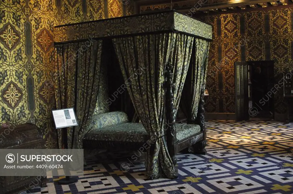 France. Blois. Royal Chateau. Bedroom of Catherine de Medici (1519-1589), Queen consort of France.16th century.