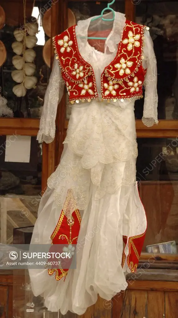 Albaniz. Kruje. Albanian traditional dress. Bazaar.