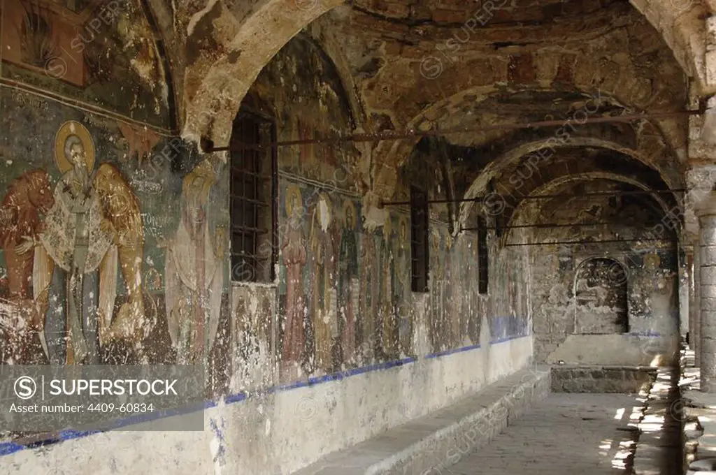 Republic of Albania. Moscopole. Frescoes at the exonarthex of Saint Nicholas Church. 18th century. By brothers Kostandin and Athanas Zografi.