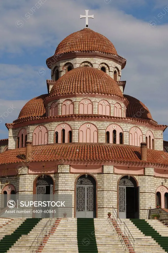 Republic of Albania. Korce. Resurrection Cathedral. Built in 1992. Orthodox. Exterior.