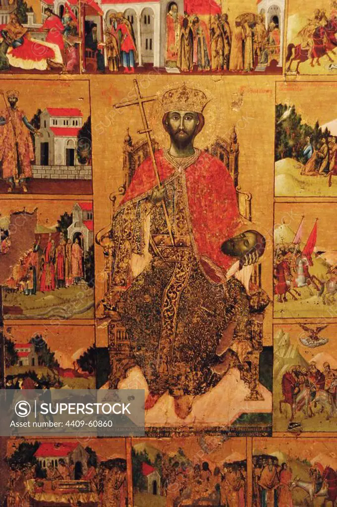 Saint John Vladimir (ca.990-1016). Ruler of Duklja. Painting by Konstantinos of Shpatit. 18th century. National Museum of Medieval Art. Korce. Republic of Albania.