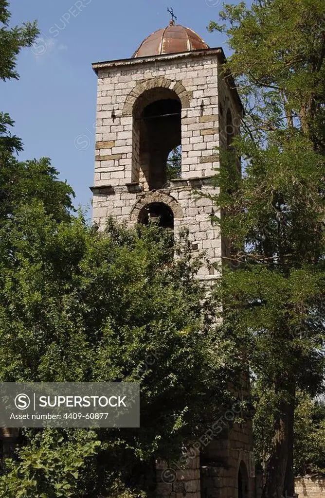 Republic of Albania. Moscopole. Church of Saint Nicholas. 18th century. Bell tower.
