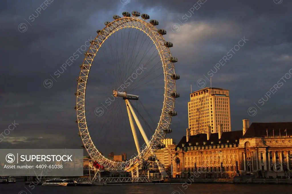 United Kingdom. England. London. London Eye on the river Thames. 20th century.