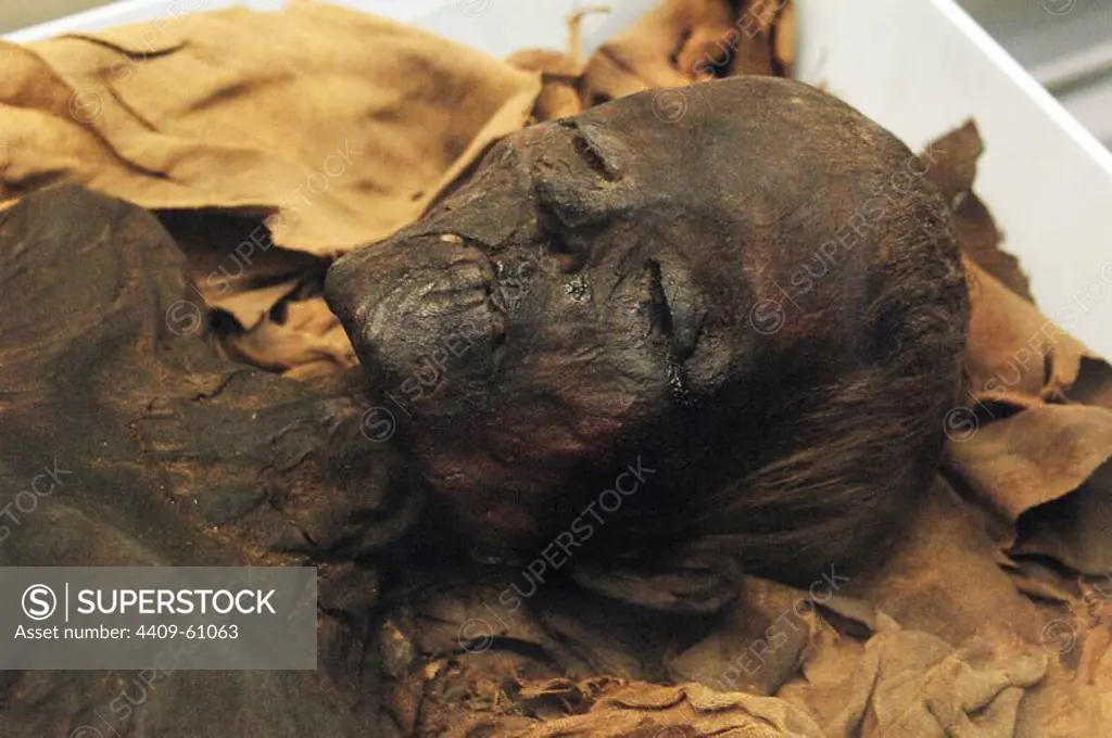 Mummy of an unidentified woman. Dated around 700 BC. Late Third Intermediate Period. Probably from Thebes. Detail. British Museum. London. United Kingdom.