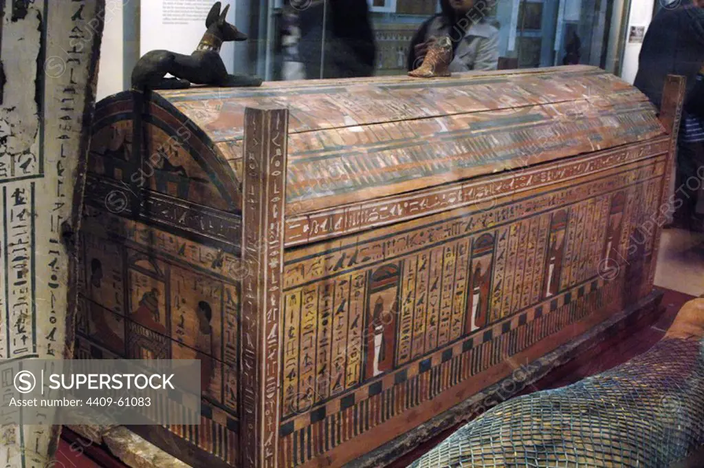 Outer sarcophagus of the priest Hor. 7th century BC. 25th Dynasty. Late Period. From the tomb of Hor. Probably from Deir el-Bahari, Thebes (Egypt). British Museum. London. United Kingdom.