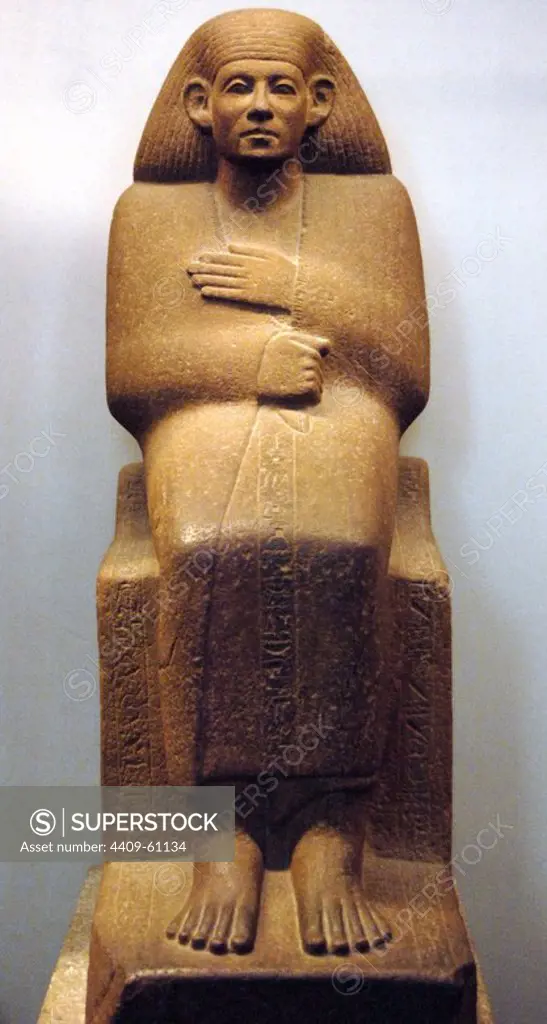 Quartzite statue of Ankhrekhu. 1850 BC. 12th Dynasty. Middle Kingdom. From Egypt. British Museum. London. United Kingdom.