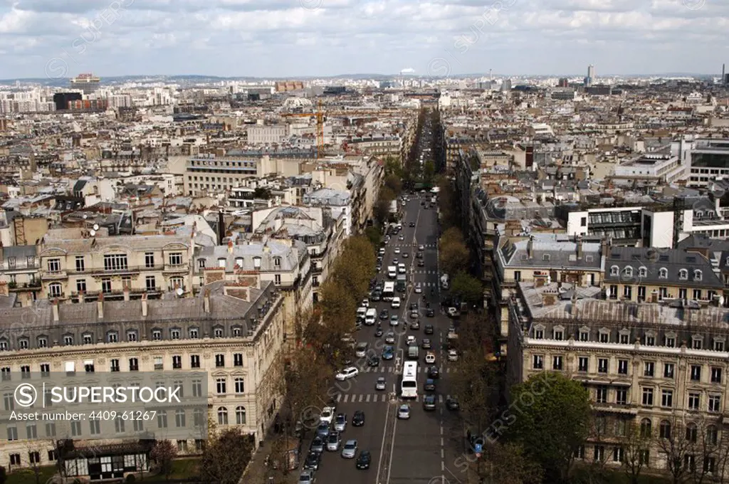 France. Paris. City __views from the Arc de Triomphe.