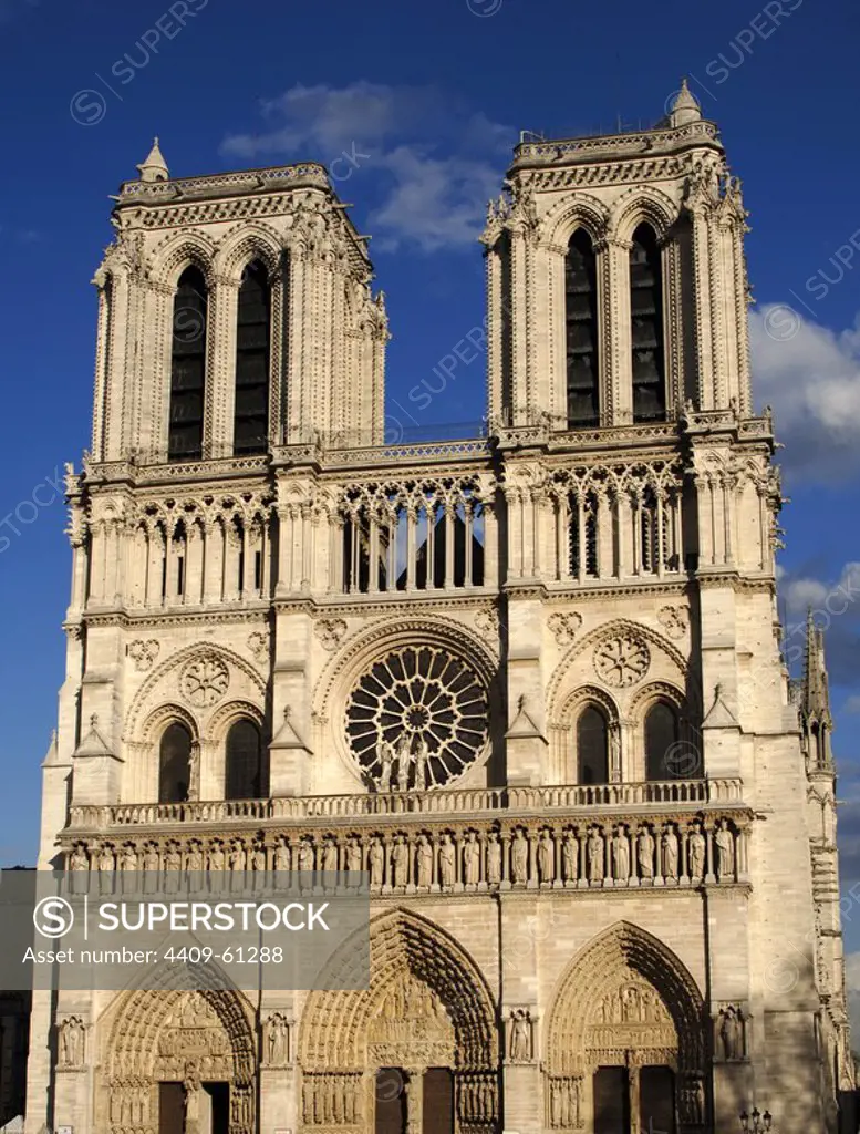 France. Paris. Notre Dame Cathedral. 12th - 14th centuries. West front.