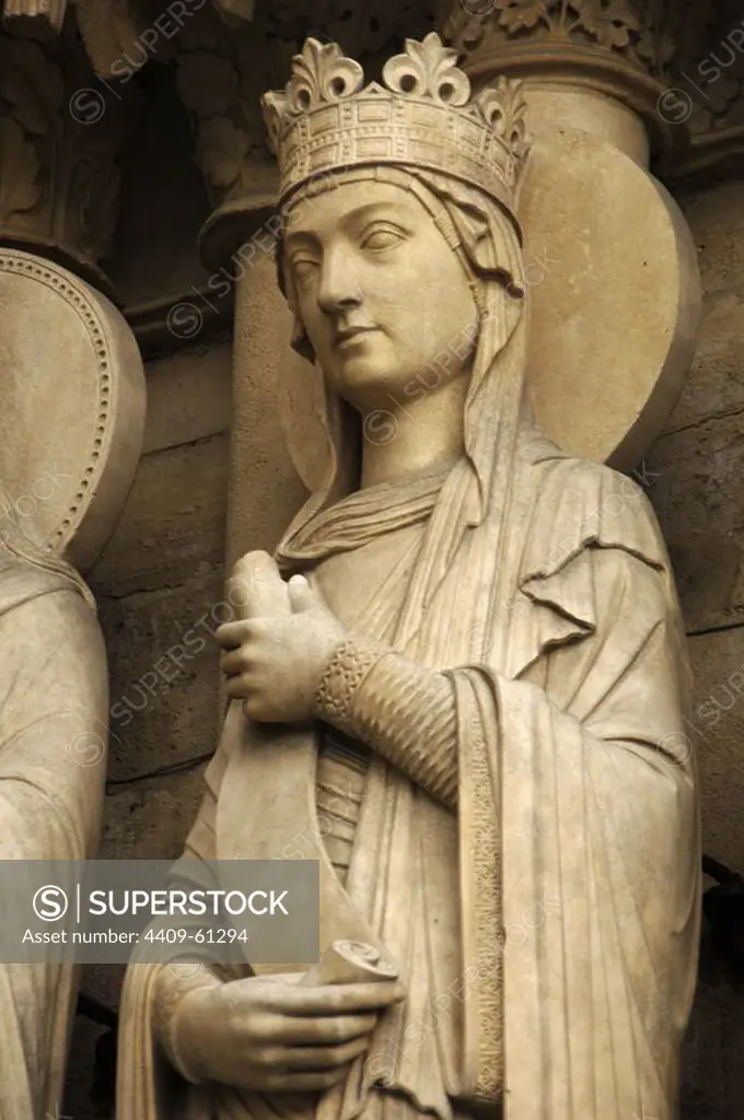 Gothic Art. France. Paris. Sculpture on the facade of the cathedral of Notre Dame (1163-1250).