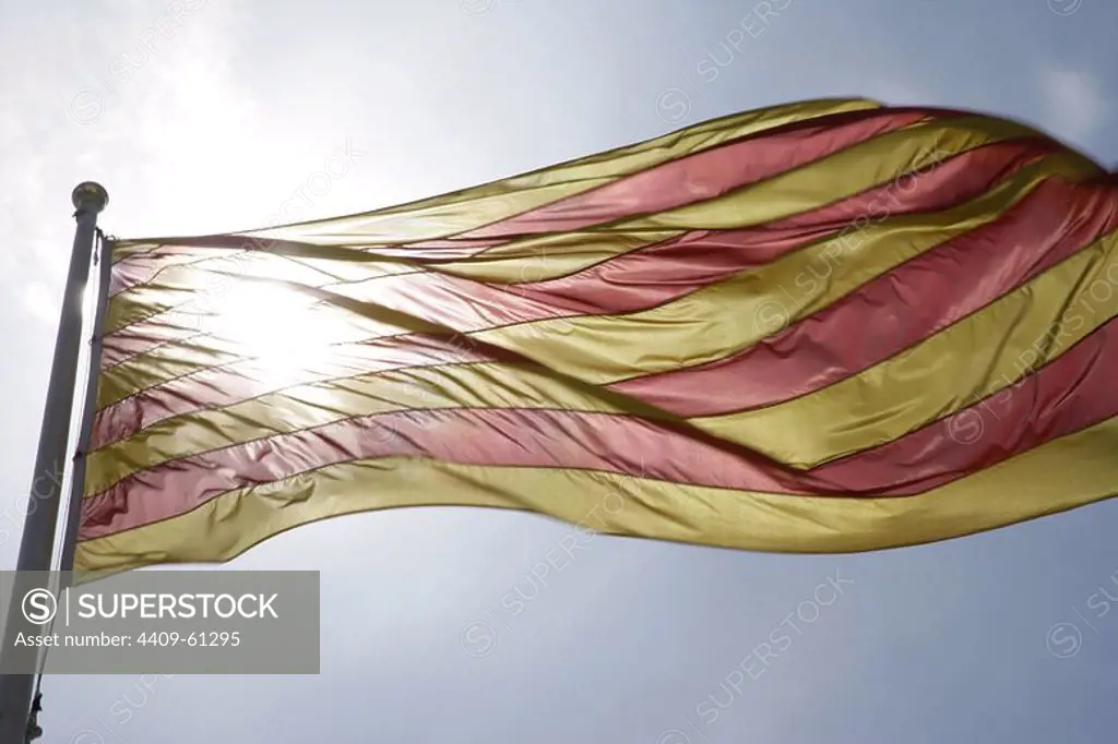 Catalan flag waving.