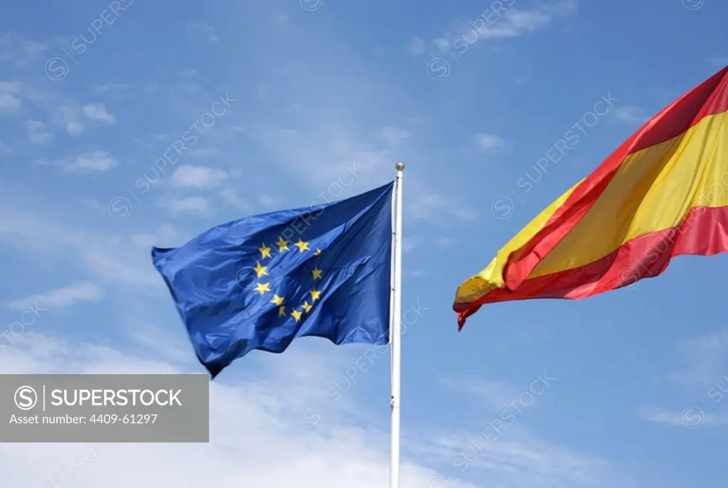 European flag and Spanish waving.