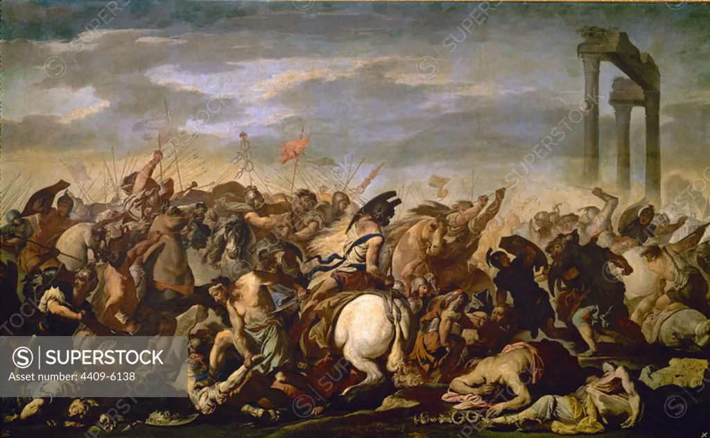 Italian School. Battle between Romans Barbarians. 17th century. Madrid, Prado Museum. Author: ANIELLO FALCONE. Location: MUSEO DEL PRADO-PINTURA. MADRID. SPAIN.